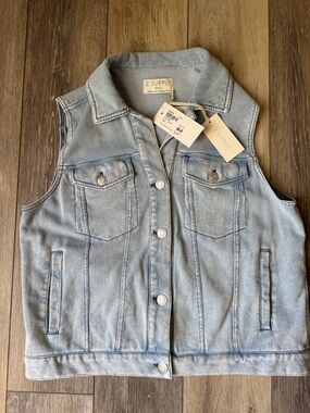 Z Supply Indigo Knit Denim Moto Vest